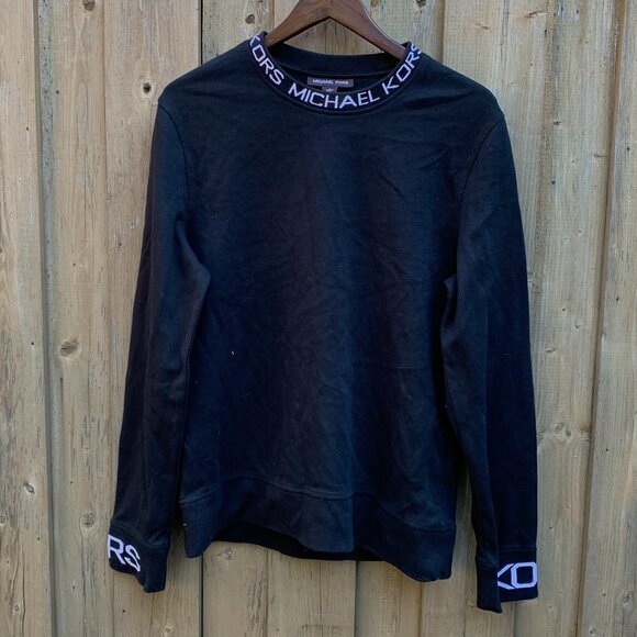 Michael Kors Logo Neck Crewneck Sweater Black Large - Picture 4 of 8